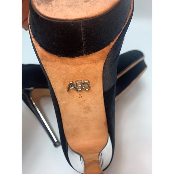 ABS Allen Schwartz Black Satin Atlas Platform Heels Size 8 - Picture 7 of 15
